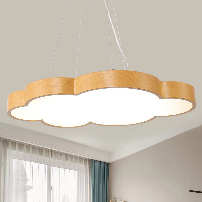 Kids Slim Cloud Pendant Light Acrylic Hanging Light in Beige for Game Room