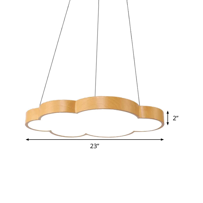 Kids Slim Cloud Pendant Light Acrylic Hanging Light in Beige for Game Room