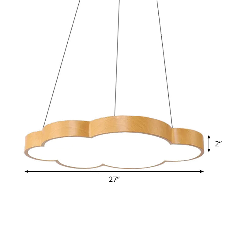 Kids Slim Cloud Pendant Light Acrylic Hanging Light in Beige for Game Room