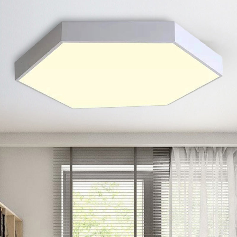 Child Bedroom LED Ceiling Light Modern Macaron Flush Mount Lighting with Hexagon Shade