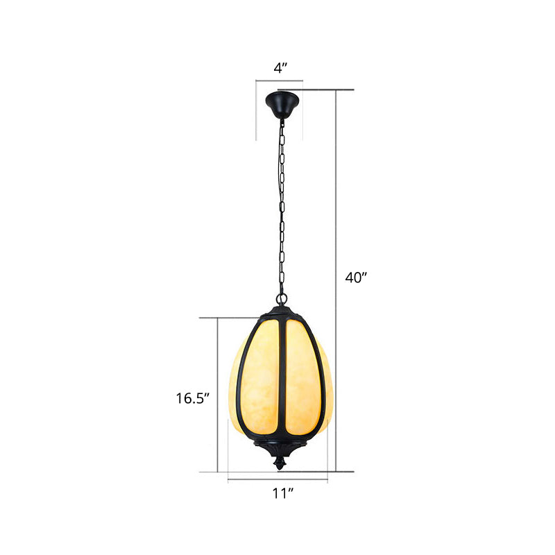 Pumpkin Front Door Hanging Lamp Vintage Plastic 1-Light Black Ceiling Pendant Light