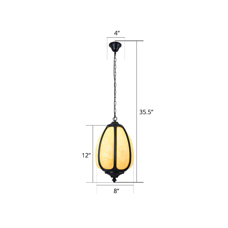 Pumpkin Front Door Hanging Lamp Vintage Plastic 1-Light Black Ceiling Pendant Light