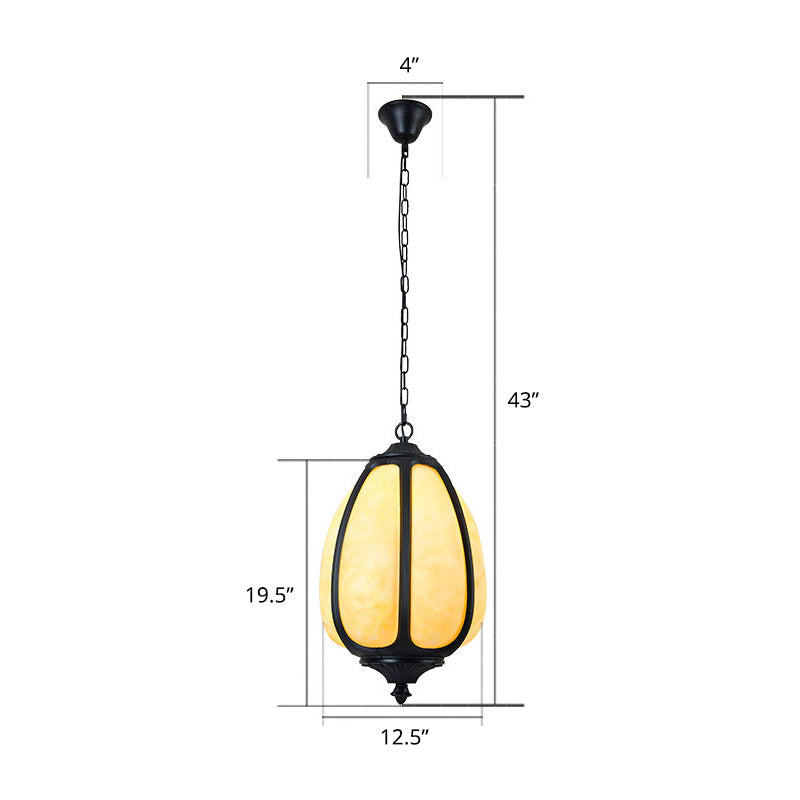 Pumpkin Front Door Hanging Lamp Vintage Plastic 1-Light Black Ceiling Pendant Light