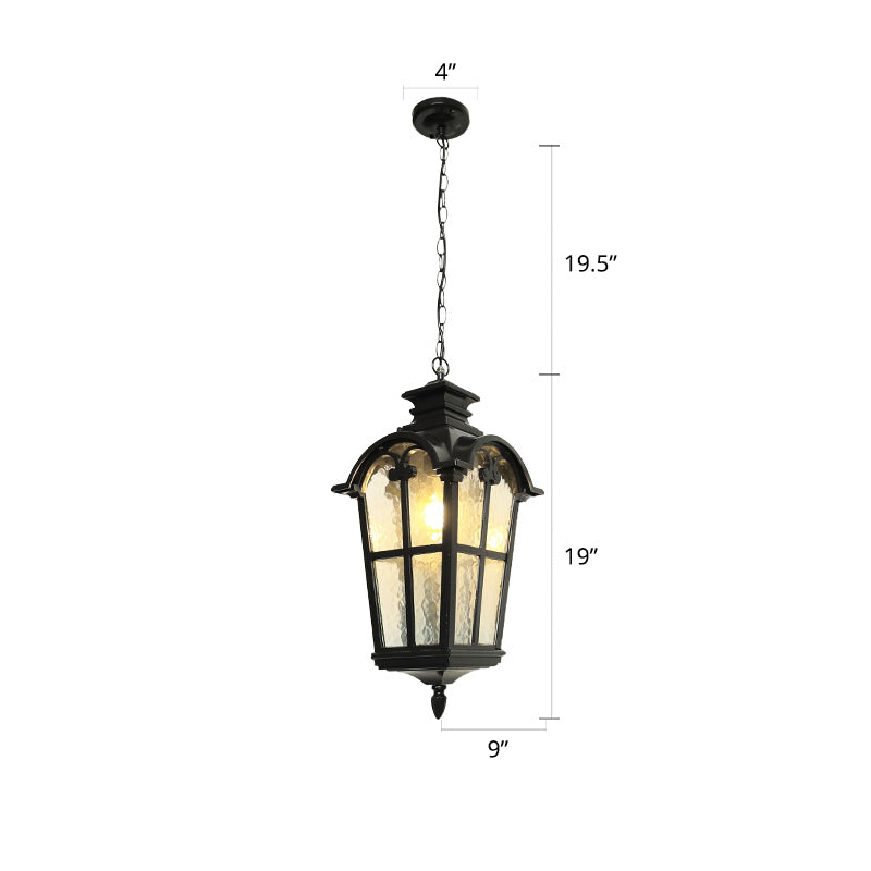 Éclairage pendentif en verre ondulant effilé Classic 1 Bulb Courtyard Suspension Light in Black