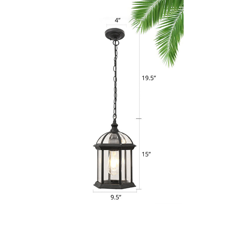 Clear Glass Birdcage Suspension Light Vintage 1-Licht im Freien hängende Anhänger Licht