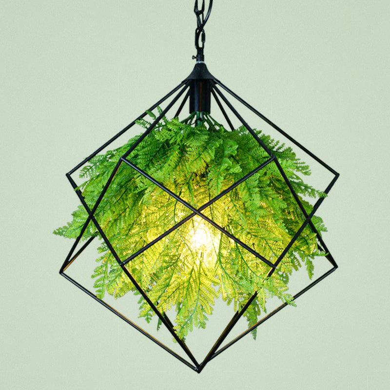 Green Fake Plant Hanging Light Industrial Metal Music Bar Bar Plafond Suspension Lampe