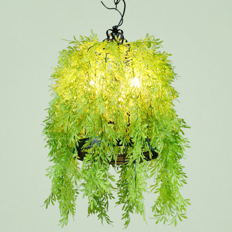 Green Fake Plant Hanging Light Industrial Metal Music Bar Ceiling Suspension Lamp