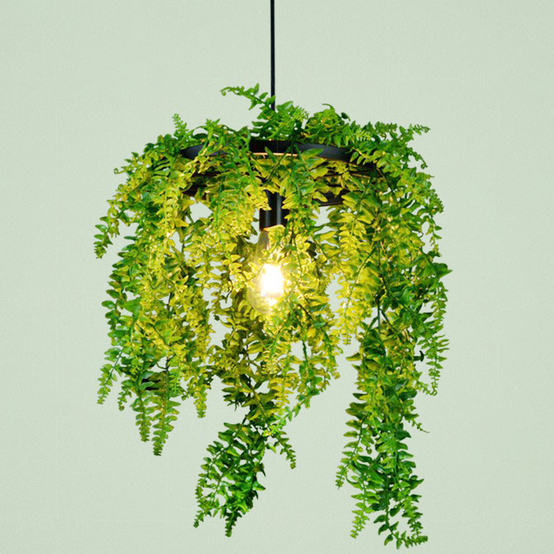 Green Fake Plant Hanging Light Industrial Metal Music Bar Bar Plafond Suspension Lampe