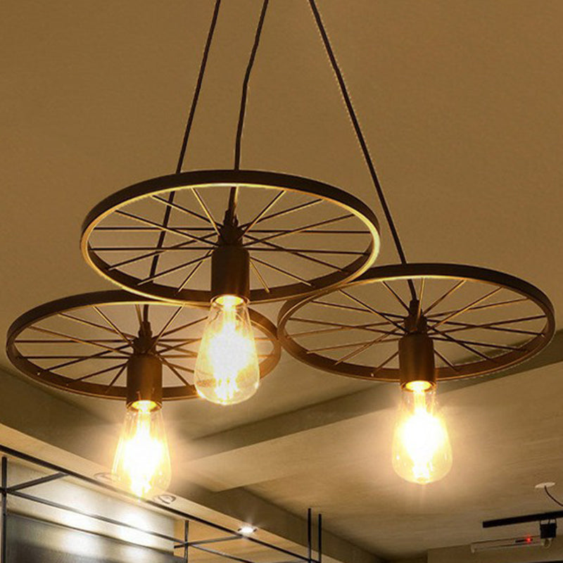 Wheel Shaped Pendulum Light Industrial Metal Commercial Pendant Lighting for Restaurant