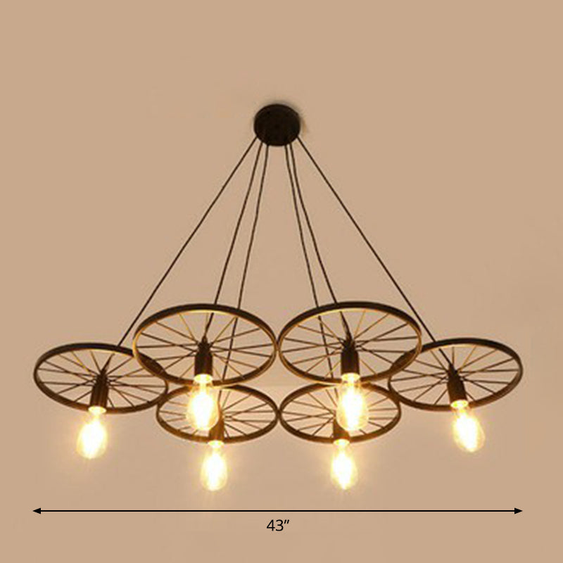 Wheel Shaped Pendulum Light Industrial Metal Commercial Pendant Lighting for Restaurant