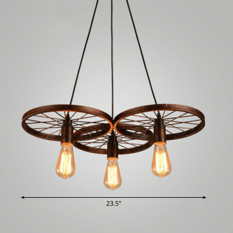 Wheel Shaped Pendulum Light Industrial Metal Commercial Pendant Lighting for Restaurant