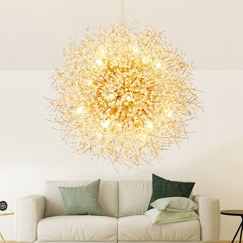 Contemporary Dandelion Hanging Light Metal Silver Finish Pendant Light for Cafe Restaurant