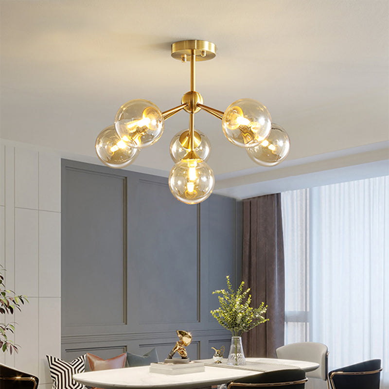 Gouden afwerking Branch Licht Postmoderne kogelglas Semi-flush montage plafondlicht