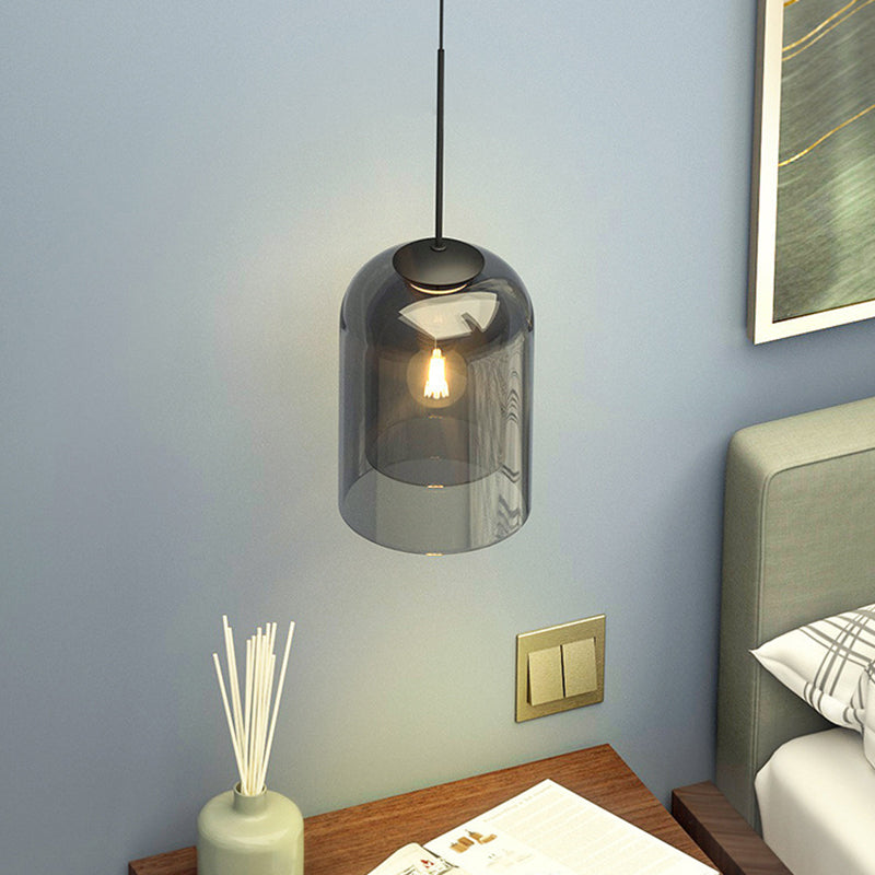 Double Dome Bedside Pendule Light Glass 1 Bulbe Nordic Style Pendant Lightture