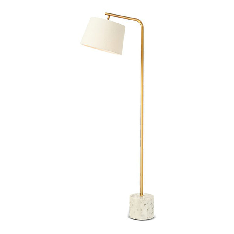 Verjüngter Trommelstoffbodenbeleuchtung minimalistischer 1 Glühbirne weißer Stehlampe mit Marmorbasis