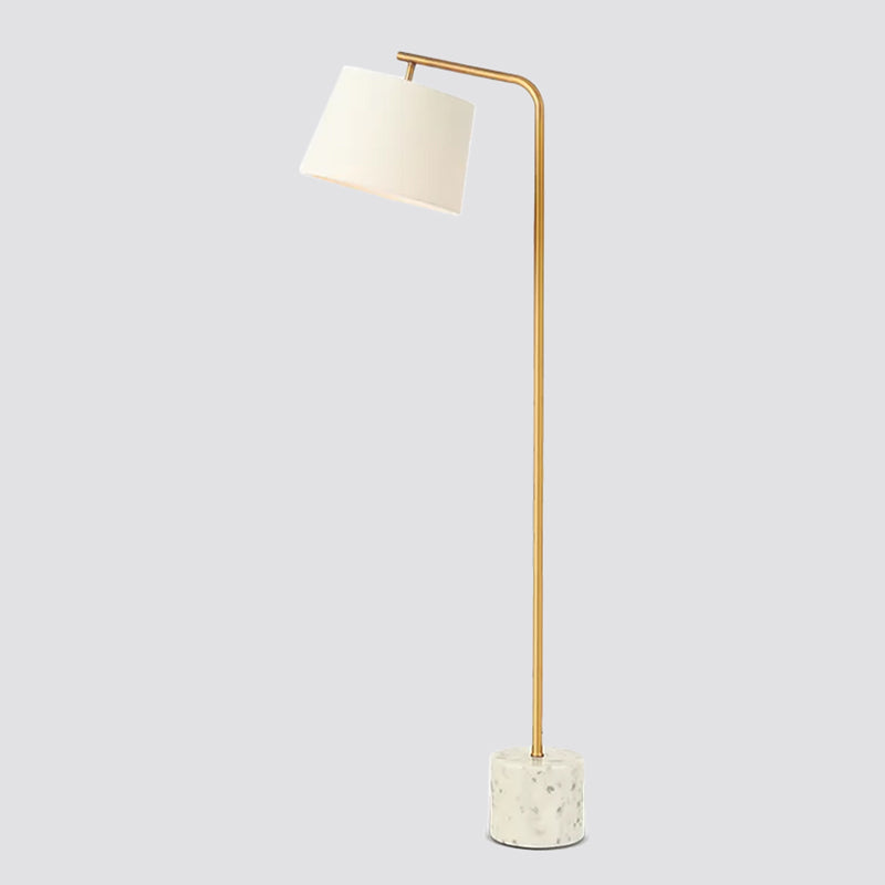 Verjüngter Trommelstoffbodenbeleuchtung minimalistischer 1 Glühbirne weißer Stehlampe mit Marmorbasis