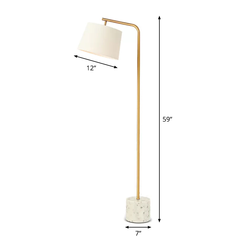 Verjüngter Trommelstoffbodenbeleuchtung minimalistischer 1 Glühbirne weißer Stehlampe mit Marmorbasis