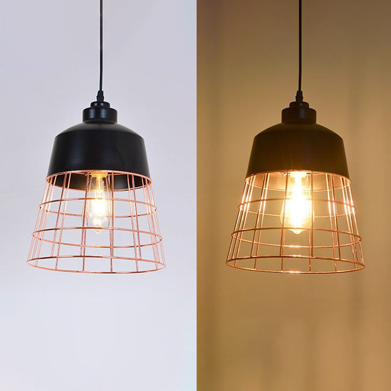 Cage Restaurant Hanging Ceiling Light Warehouse Style Iron 1-Light Black Suspension Light