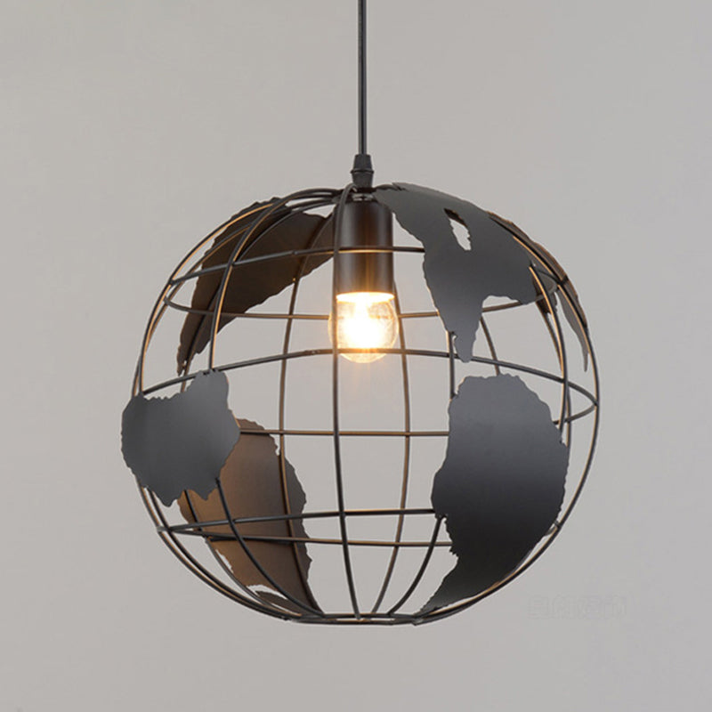 Iron Wireframe Globe Pendant Light Industrial 1 Bulb Restaurant Ceiling Suspension Lamp