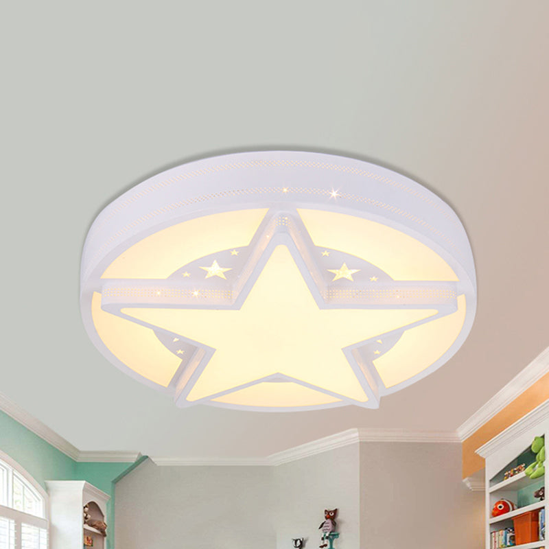 Child Bedroom Round Ceiling Light with Star Acrylic American Style Flush Mount Light