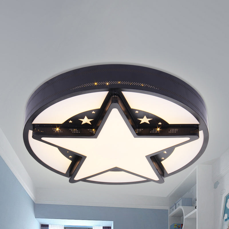 Child Bedroom Round Ceiling Light with Star Acrylic American Style Flush Mount Light