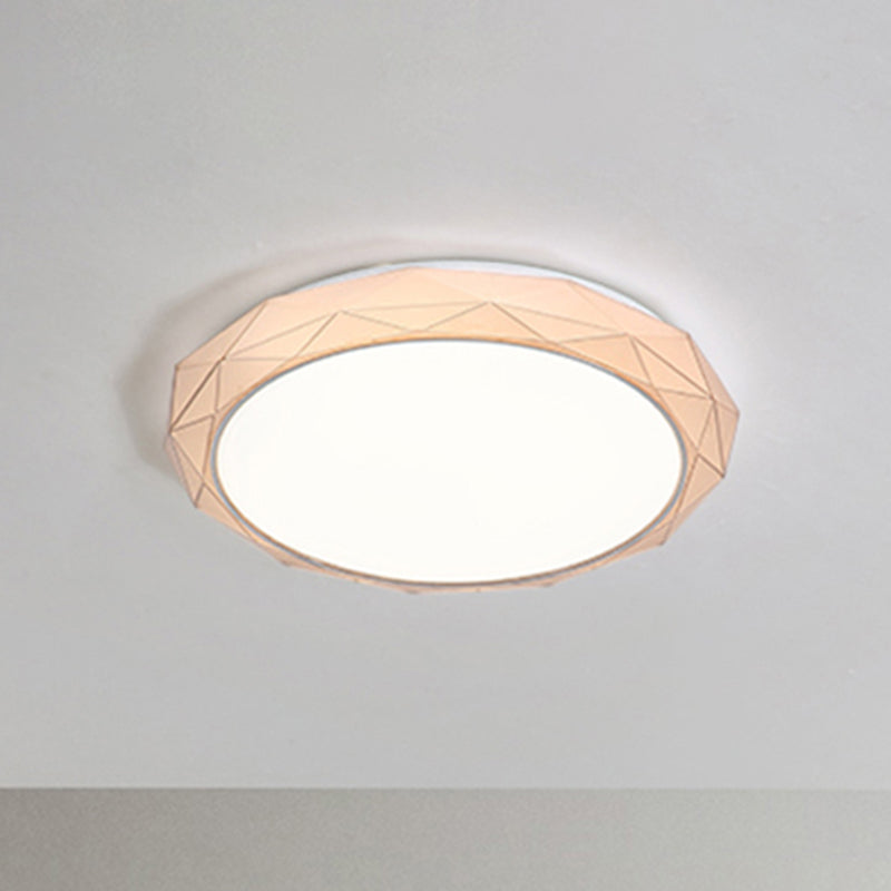 Diamond Flush Ceiling Light Nordic Acrylic Shade White/Pink/Blue LED Bedroom Ceiling Flush Mount in Warm/White, 16"/19.5" Dia