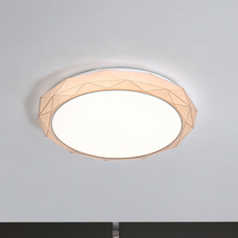 Diamond Flush Massimale Light Nordic Acrylic Shade White / Pink / Blue LED Bedroom Soffsh Mount in Warm / White, 16 "/19.5" Dia