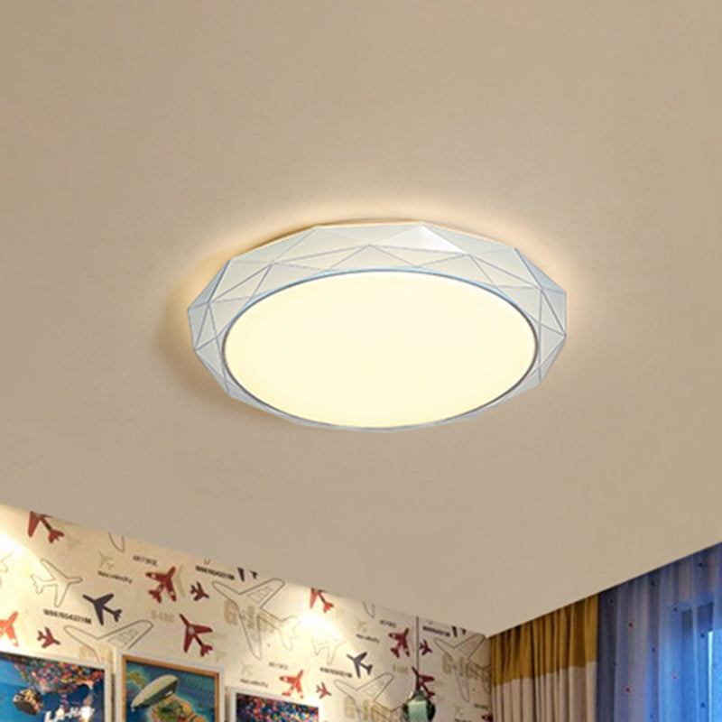 Diamond Flush Ceiling Light Nordic Acrylic Shade White/Pink/Blue LED Bedroom Ceiling Flush Mount in Warm/White, 16"/19.5" Dia