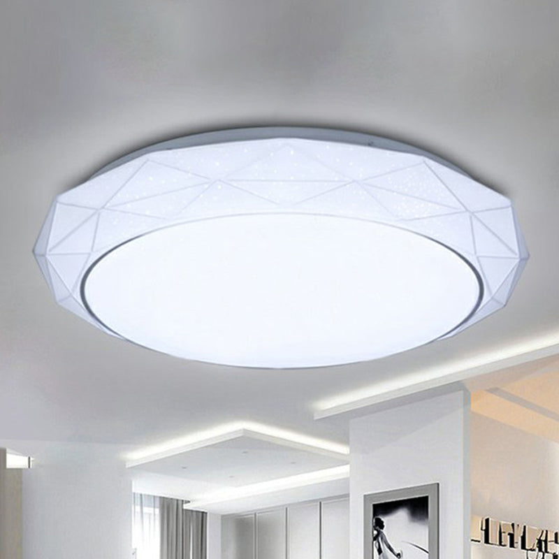 Diamond Flush Ceiling Light Nordic Acrylic Shade White/Pink/Blue LED Bedroom Ceiling Flush Mount in Warm/White, 16"/19.5" Dia