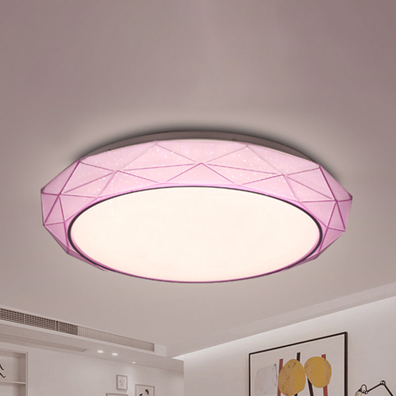 Lámpara de techo incorporada de diamante sombra de acrílico nórdico lámpara de techo incorporada de dormitorio LED blanco / Rosa / azul, tono cálido / blanco, diámetro 16 "/ 19,5"