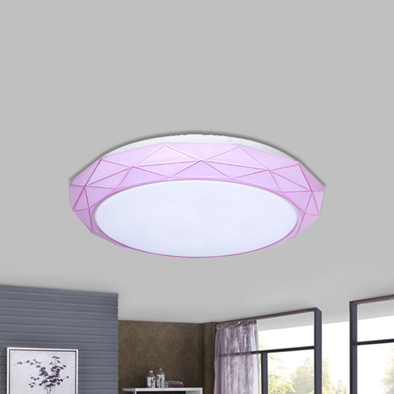 Diamond Flush Deckenleuchte, nordischer Acrylschirm, Weiß/Rosa/Blau, LED-Deckeneinbauleuchte für Schlafzimmer in Warmweiß, 16"/19,5" Durchmesser