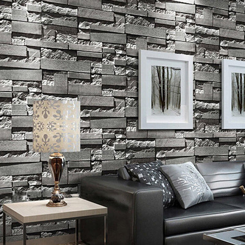 Bricked Pattern Wallpaper Roll Multiple Colors Industrial Chic Wall Art for Barbershop