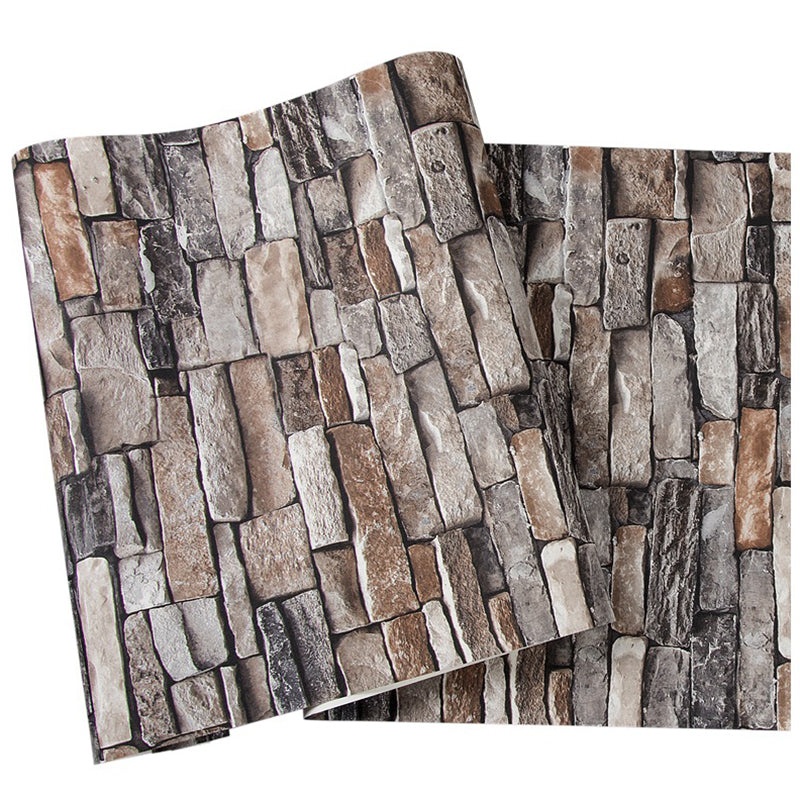 Waterproof Brick Effect Wallpaper Roll Non-Woven Industrial Wall Decor for Coffeeshop