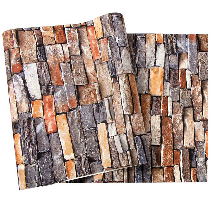 Waterproof Brick Effect Wallpaper Roll Non-Woven Industrial Wall Decor for Coffeeshop