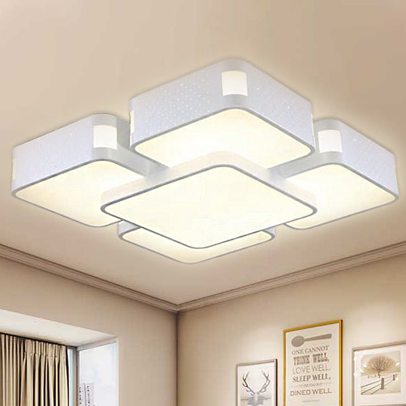 24 "/37" Wide Square Ceiling Mounted Light Contemporain Acrylique LED White Flush Pendentif