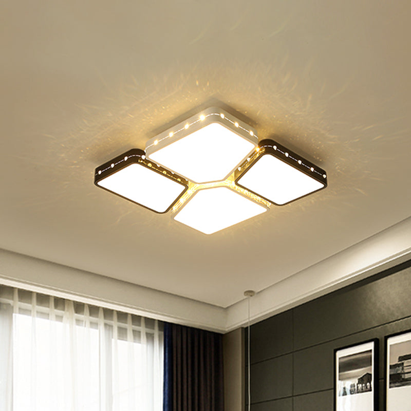 Illuminazione da incasso per camera da letto quadrata in acrilico 19,5"/23,5" W LED in stile modernista Lampada da soffitto in bianco, luce calda/bianca