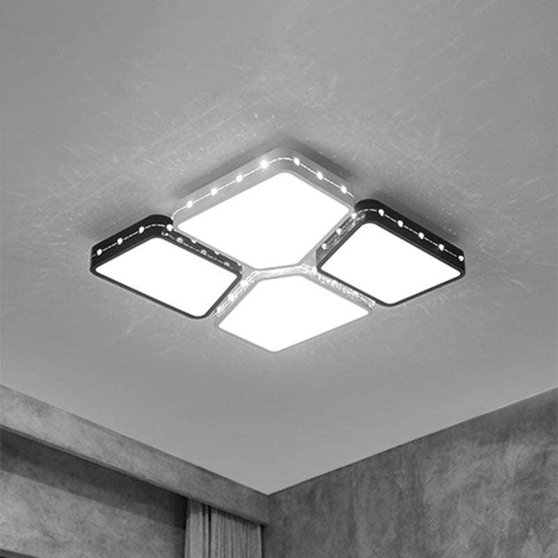 Illuminazione da incasso per camera da letto quadrata in acrilico 19,5"/23,5" W LED in stile modernista Lampada da soffitto in bianco, luce calda/bianca