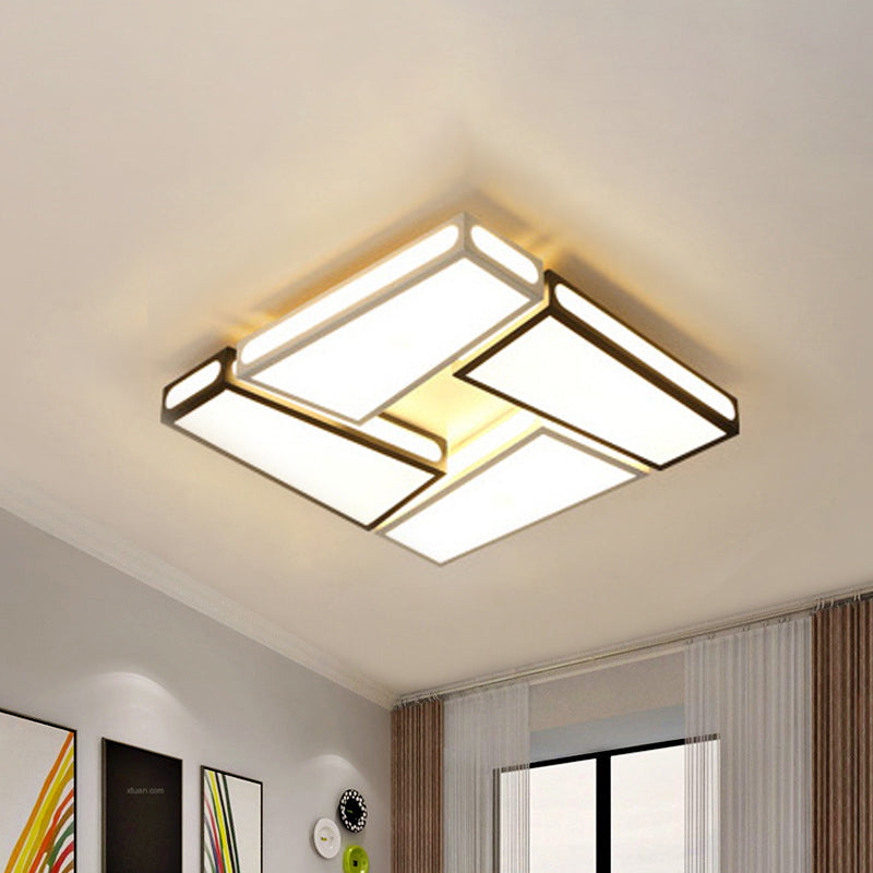 Lámpara de techo LED contemporáneo con sombra acrílica Color blanco al cuadrado de la luz colgante de luz en caliente/luz blanca, 18 "/23,5" Dia