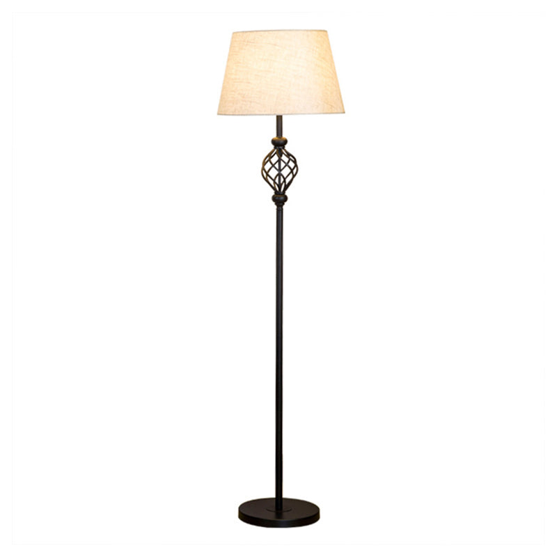 Retro Empire Shade Floor Lamp Single-Bulb Fabric Standing Light in Black with Foot Switch