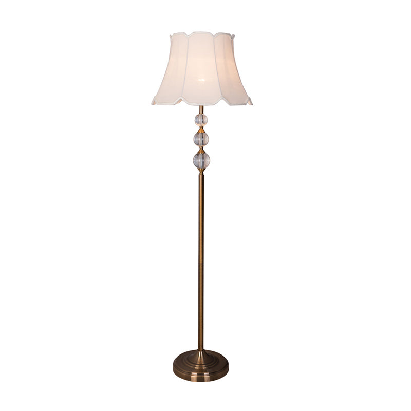 Tessuto illuminazione da pavimento bianco campana capela 1 lampadina lampada rustica con sfera di cristallo