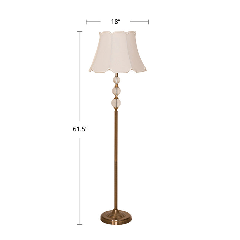 Tessuto illuminazione da pavimento bianco campana capela 1 lampadina lampada rustica con sfera di cristallo