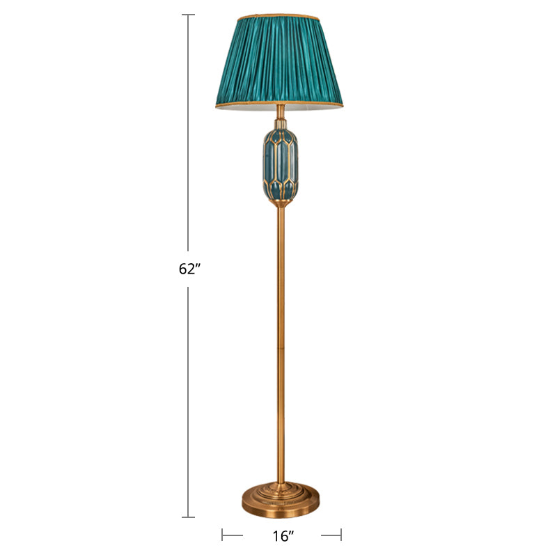 Empire Shade Living Room Floor Lamp Pleated Fabric Single Modern Floor Standing Light