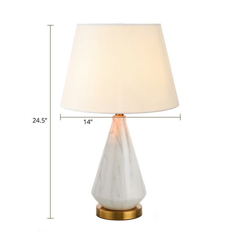 Ceramic Diamond Shaped Night Light Nordic Single Table Lamp with Fabric Empire Shade