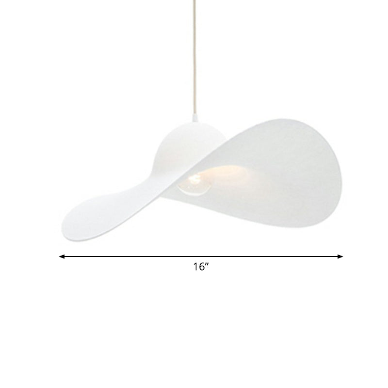 Wide-Brimmed Hat Shaped Pendant Lamp Minimalist Stylish PU Single Living Room Hanging Light