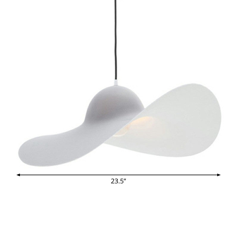 Wide-Brimmed Hat Shaped Pendant Lamp Minimalist Stylish PU Single Living Room Hanging Light