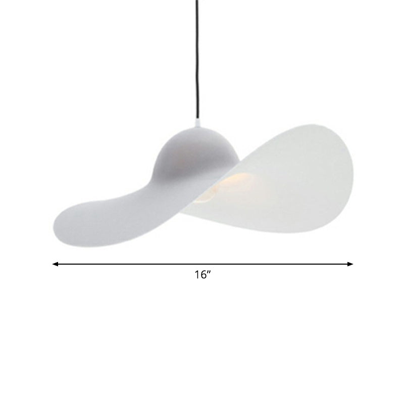 Wide-Brimmed Hat Shaped Pendant Lamp Minimalist Stylish PU Single Living Room Hanging Light