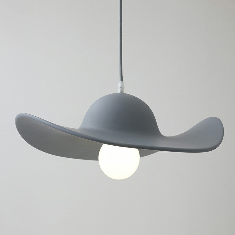 Lampada a sospensione a forma di cappello a tesa larga Elish PU Minimalista PU Single Living Light