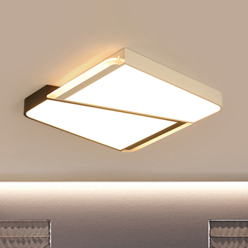 Lampada da incasso a soffitto quadrata bianca con paralume in acrilico Stile semplice LED 18"/23,5" W Lampada da incasso per camera da letto in bianco caldo/caldo