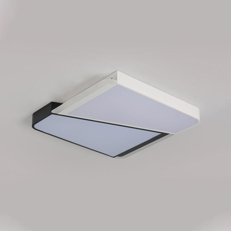 Lampada da incasso a soffitto quadrata bianca con paralume in acrilico Stile semplice LED 18"/23,5" W Lampada da incasso per camera da letto in bianco caldo/caldo