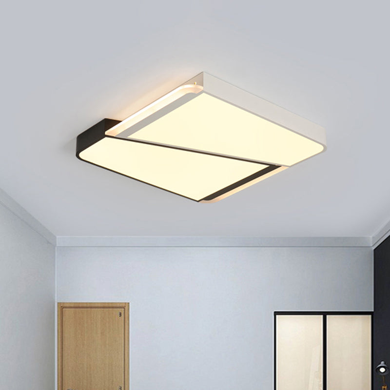 Montaje empotrado de techo cuadrado blanco con pantalla acrílica, luz LED de estilo simple de montaje empotrado de 18"/23,5" W para dormitorio en blanco cálido/